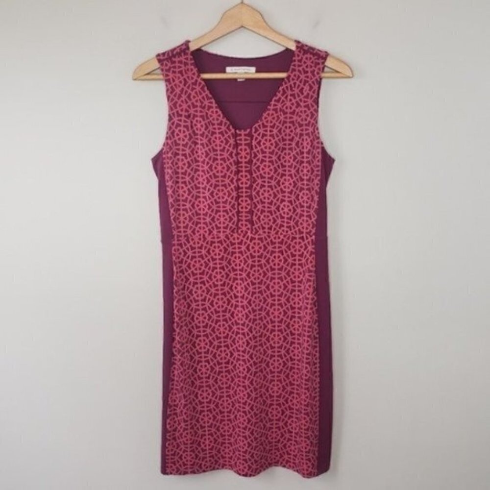 Stitch Fix 41 Hawthorn Boho Burgundy Print Sleeveless Shift Dress Size Small